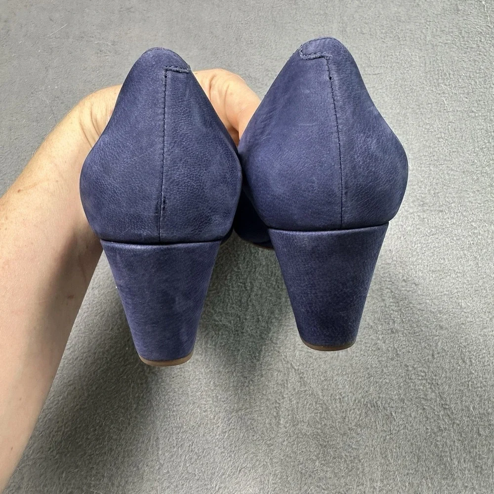 Cole Haan Go-To Wedge Pump Marine Blue Nubuck Suede Heels Women's 8.5 B W16099